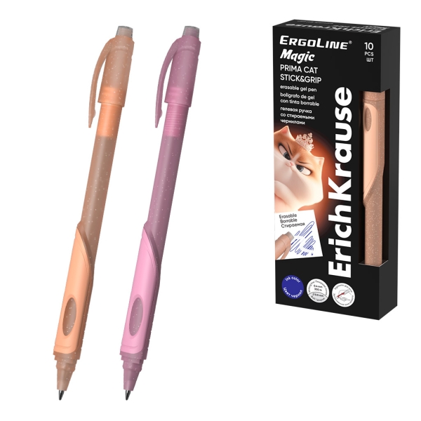 ErichKrause ErgoLine Magic Stick and Grip Prima Cat Penna a gel cancellabile - Modelli assortiti - Spessore tratto 0