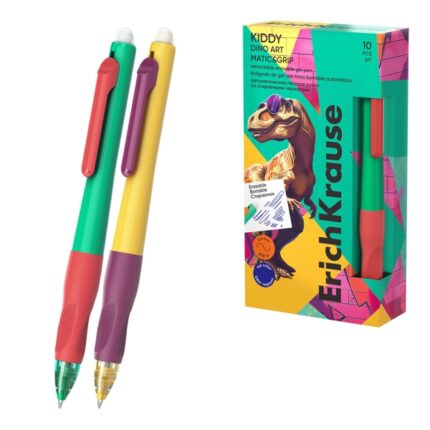 ErichKrause Kiddy Matic e Grip Dino Art Penna a sfera cancellabile - Modelli assortiti - Tratto da 0