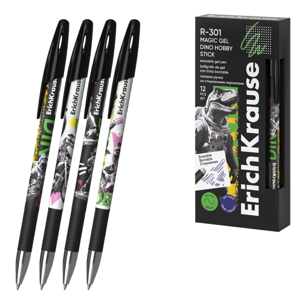 ErichKrause R-301 Magic Gel Stick Dino Hobby Penna cancellabile - Modelli assortiti - Spessore tratto 0