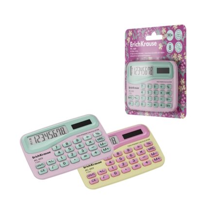 ErichKrause PC-869 Floral Soul Calcolatrice tascabile - Display LCD a 8 cifre - Confezionata in blister - Alimentazione solare - Colori assortiti