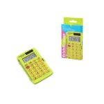 Calcolatrice tascabile ErichKrause PC-103 Neon - Display LCD a 8 cifre - Confezionata nella scatola originale - Alimentazione solare - Colore giallo neon