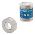 ErichKrause Confezione da 4 nastri adesivi trasparenti - Alta adesività - Larghezza 18 mm - 33 metri - Resistente alla luce - Colore trasparente