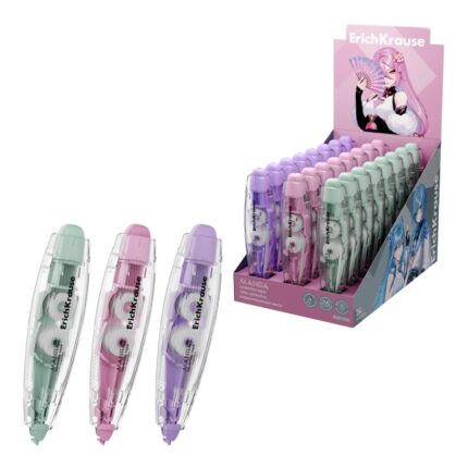 ErichKrause Spin Manga Espositore con 18 nastri correttori - Meccanismo automatico - Larghezza 5 mm - 6 metri lineari - Utilizzo ambidestro - Colori assortiti