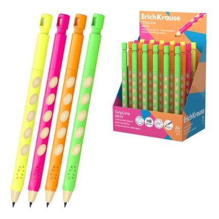 ErichKrause GripLine Neon Espositore con 24 portamine - Mina HB da 2