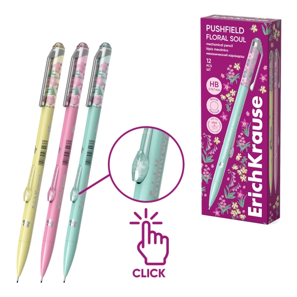 ErichKrause Pushfield Floral Soul Matita a mina - Mina HB da 0