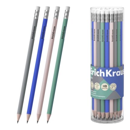 ErichKrause Navy Matita a grafite con gomma - Miniera HB - Corpo rotondo - Colori assortiti