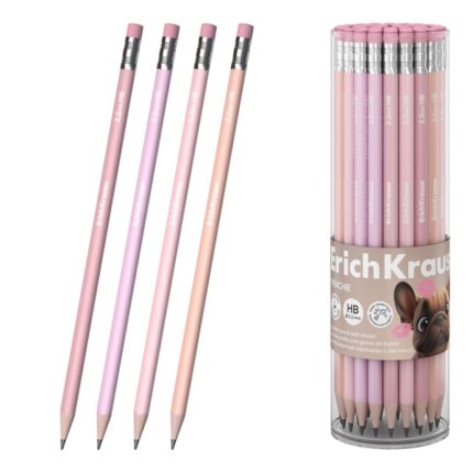 ErichKrause Frenchie Matita a grafite con gomma - Mina HB - Corpo triangolare - Impugnatura ergonomica - Colori assortiti