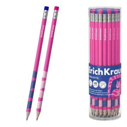 ErichKrause Pinna Kotta Matita a grafite con gomma - Miniera HB - Corpo rotondo - Colori assortiti