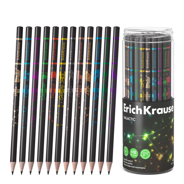 ErichKrause Galactic Matita di grafite - Mina HB - Corpo rotondo - Facili da sfumare - Colori assortiti