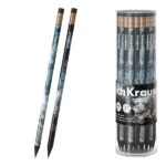 ErichKrause Fluid Matita di grafite con gomma - Mina HB - Corpo rotondo - Impugnatura ergonomica - Colori assortiti