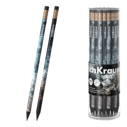 ErichKrause Fluid Matita di grafite con gomma - Mina HB - Corpo rotondo - Impugnatura ergonomica - Colori assortiti