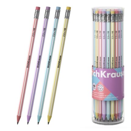 ErichKrause Blend Matita di grafite con gomma - Miniera HB - Corpo esagonale - Plastica - Impugnatura ergonomica - Colori assortiti
