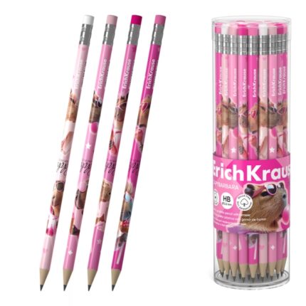 ErichKrause CapyBarbara Matita a grafite con gomma - Mina HB - Corpo rotondo - Plastica - Impugnatura ergonomica - Colori assortiti