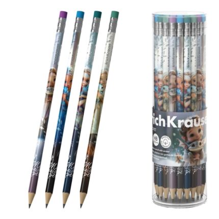 ErichKrause Magic Pet Matita di grafite con gomma - Mina HB - Corpo rotondo - Plastica - Colori assortiti