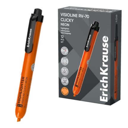 ErichKrause Visioline RV-70 Clicky Neon - Pennarello fluorescente - A punta retrattile - Punta smussata - Spessore del tratto da 1