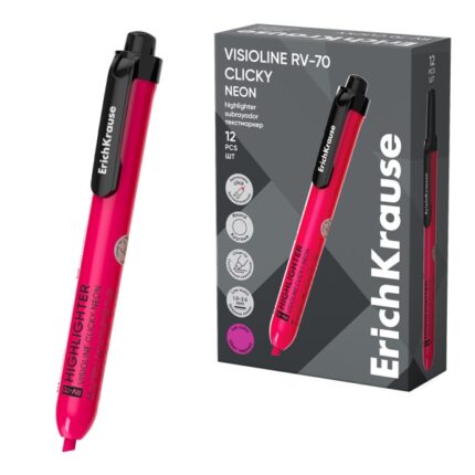 ErichKrause Visioline RV-70 Clicky Neon - Pennarello fluorescente - A punta retrattile - Punta smussata - Spessore del tratto da 1