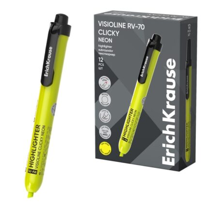 ErichKrause Visioline RV-70 Clicky Evidenziatore fluorescente - Retrattile - Punta smussata - Larghezza tratto da 1