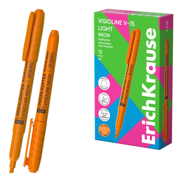 ErichKrause Visioline V-15 Light Neon Pennarello fluorescente - Punta smussata - Spessore del tratto da 0 ErichKrause Visioline V-15 Light Neon Pennarello fluorescente - Punta smussata - Spessore del tratto da 0