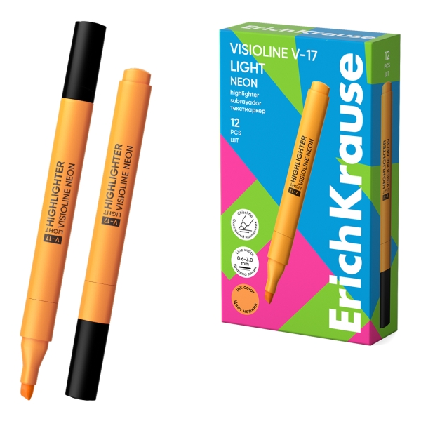 ErichKrause Visioline V-17 light Neon Pennarello fluorescente - Punta smussata - Spessore del tratto da 0