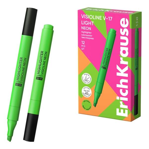 ErichKrause Visioline V-17 light Neon Pennarello fluorescente - Punta smussata - Spessore tratto da 0