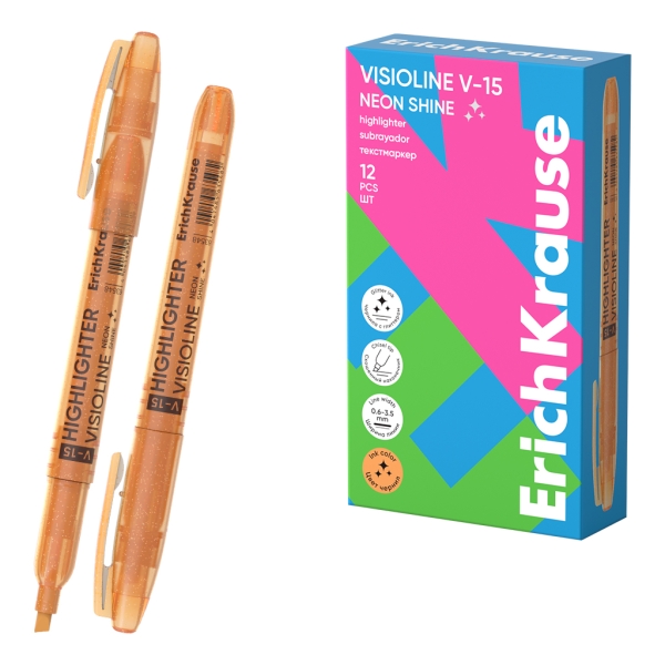 ErichKrause Visioline V-15 Neon Shine Pennarello fluorescente - Punta smussata - Larghezza tratto da 0