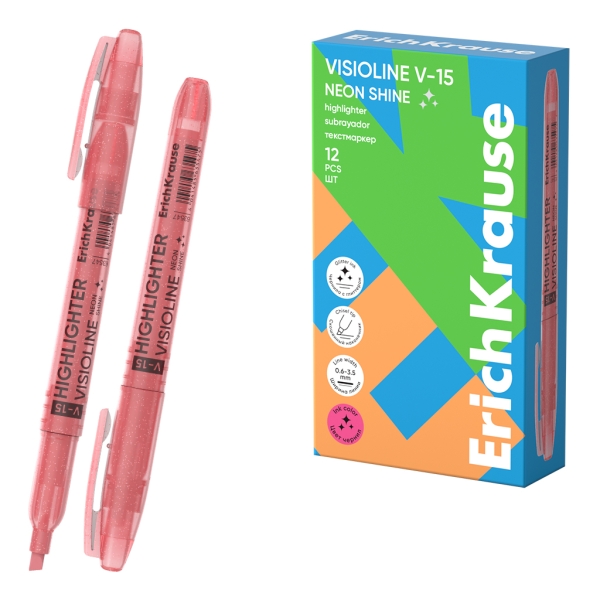 ErichKrause Visioline V-15 Neon Shine Pennarello fluorescente - Punta smussata - Larghezza tratto da 0