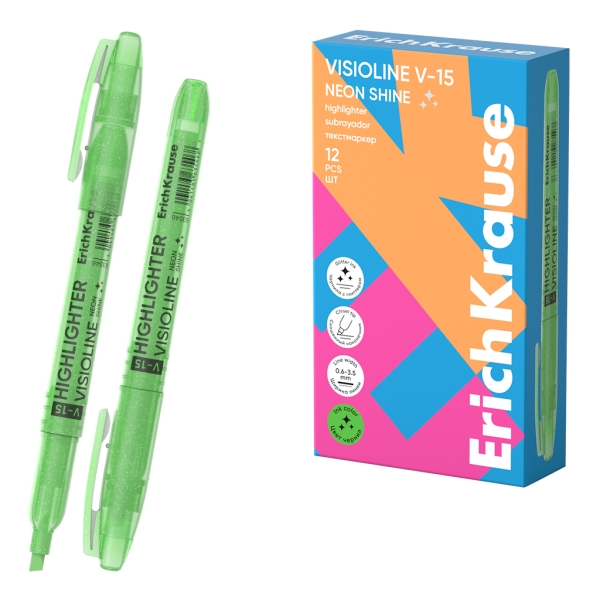 ErichKrause Visioline V-15 Neon Shine Pennarello fluorescente - Punta smussata - Spessore del tratto da 0 ErichKrause Visioline V-15 Neon Shine Pennarello fluorescente - Punta smussata - Spessore del tratto da 0