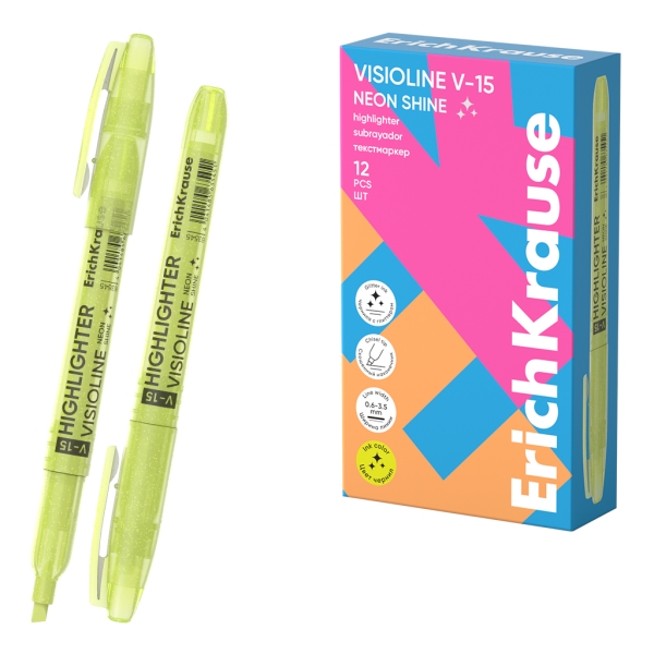 ErichKrause Visioline V-15 Neon Shine Pennarello fluorescente - Punta smussata - Spessore del tratto da 0