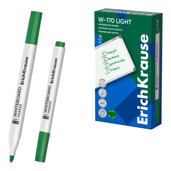 ErichKrause W-170 Light Pennarello per lavagna bianca - Facile da cancellare - Punta conica - Spessore del tratto: 2