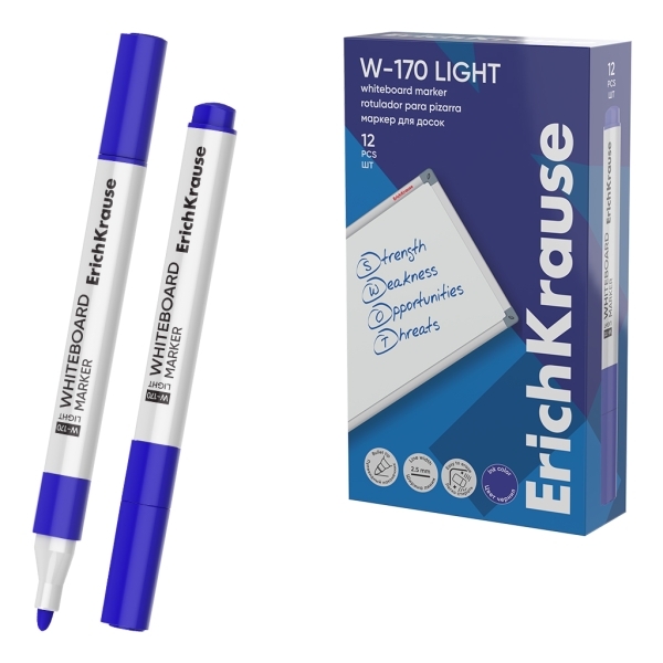 ErichKrause W-170 light Pennarello per lavagna bianca - Facile da cancellare - Punta conica - Larghezza tratto 2