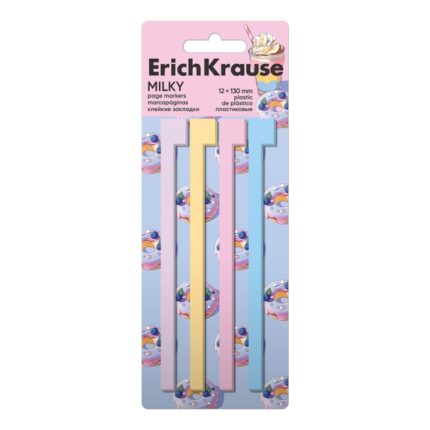 ErichKrause Milky Confezione da 4 blocchi da 20 segnalibri - Riposizionabili - Plastica - 12 x 130 mm - Colori assortiti