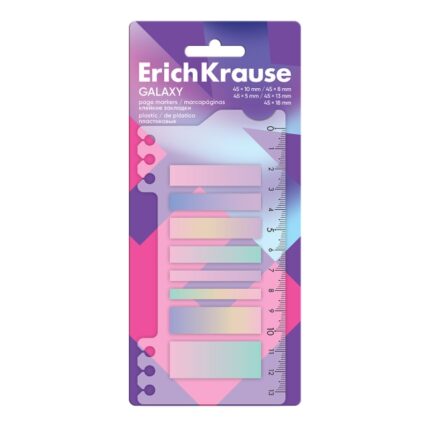 ErichKrause Galaxy Pack da 8 blocchi da 20 segnalibri - riposizionabili - in plastica - 5 formati diversi - colori assortiti