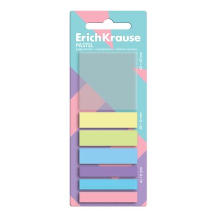 ErichKrause Pastel - Confezione da 7 blocchi da 20 segnalibri - Riposizionabili - In plastica - 3 formati diversi - Colori assortiti
