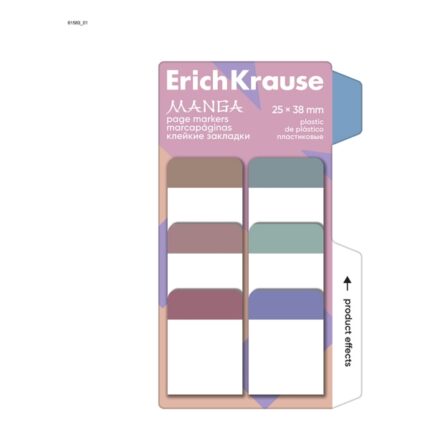 ErichKrause Manga Confezione da 6 blocchi da 10 segnalibri - Riposizionabili - Plastica - 25x38 mm - Colori assortiti