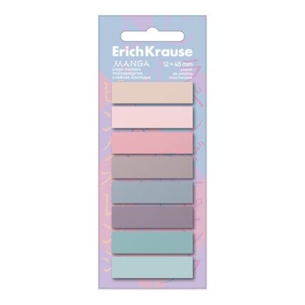 ErichKrause Manga Confezione da 8 blocchi da 20 segnalibri - Riposizionabili - Plastica - 12x45 mm - Colori assortiti