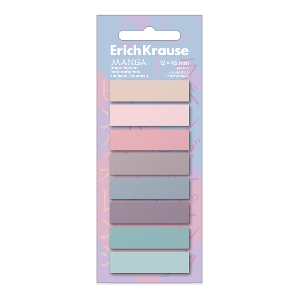 ErichKrause Manga Confezione da 8 blocchi da 20 segnalibri - Riposizionabili - Plastica - 12x45 mm - Colori assortiti