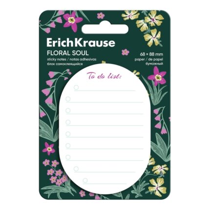ErichKrause Floral Soul "To do list" Blocco da 60 post-it riposizionabili - Carta da 75 g/m² - 68 x 88 mm - Colla a base d'acqua - Colore bianco