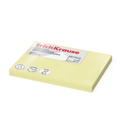 ErichKrause Blocco da 100 post-it riposizionabili - Carta da 75 g/m² - 75 x 100 mm - Colla a base d'acqua - Colore giallo