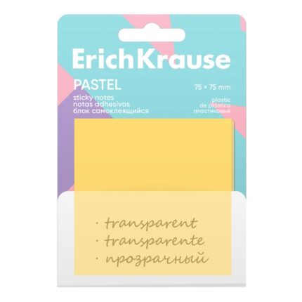 ErichKrause Pastel Blocco da 50 post-it riposizionabili - Plastica - 75x75 mm - Colla a base d'acqua - Colori assortiti