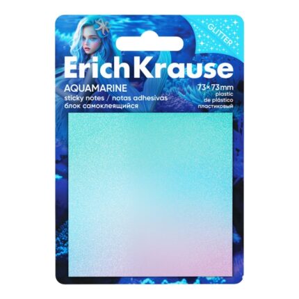 ErichKrause Aquamarine Blocco da 20 post-it riposizionabili - Plastica - 73x73 mm - Colla a base d'acqua - Colori assortiti