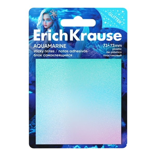 ErichKrause Aquamarine Blocco da 20 post-it riposizionabili - Plastica - 73x73 mm - Colla a base d'acqua - Colori assortiti