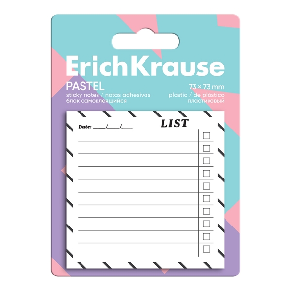 ErichKrause "To do list" Blocco da 20 post-it riposizionabili - Plastica - 73x73 mm - Colla a base d'acqua - Colore bianco