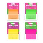 ErichKrause Neon Bloc da 50 foglietti adesivi riposizionabili - Plastica - 75x75 mm - Colla a base d'acqua - Colori assortiti