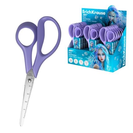 ErichKrause JOY Ergo Aquamarine Espositore con 24 forbici da 14 cm - Manici in plastica resistente agli urti - Ergonomiche - Colore lilla