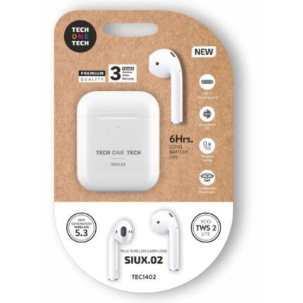 TechOneTech SIUX.02 Cuffie wireless Bluetooth TWS - Fino a 20 ore di riproduzione - IPX5 - Colore: bianco