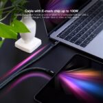 Cavo USB-C Nanocable - Lunghezza 1 m - 20 Gbps - Ricarica da 100 W - 5 A - Video 4K a 60 Hz - Chip E-mark - Compatibile con Thunderbolt 3 - Connettori in alluminio - Colori: grigio e nero - immagine 4
