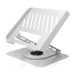 Aisens Supporto da tavolo XL per laptop/tablet - Girevole e regolabile - Rotazione a 360° - Pieghevole e compatto - Antiscivolo - Compatibile con schermi da 10 a 17" - Colore argento