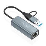 Aisens Convertitore da USB 3.2 Gen 1 + USB-C a Ethernet Gigabit 10/100/1000 Mbps - 15 cm - Colore: grigio - immagine 2