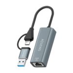 Aisens Convertitore da USB 3.2 Gen 1 + USB-C a Ethernet Gigabit 10/100/1000 Mbps - 15 cm - Colore: grigio - immagine 3