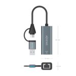 Aisens Convertitore da USB 3.2 Gen 1 + USB-C a Ethernet Gigabit 10/100/1000 Mbps - 15 cm - Colore: grigio - immagine 4